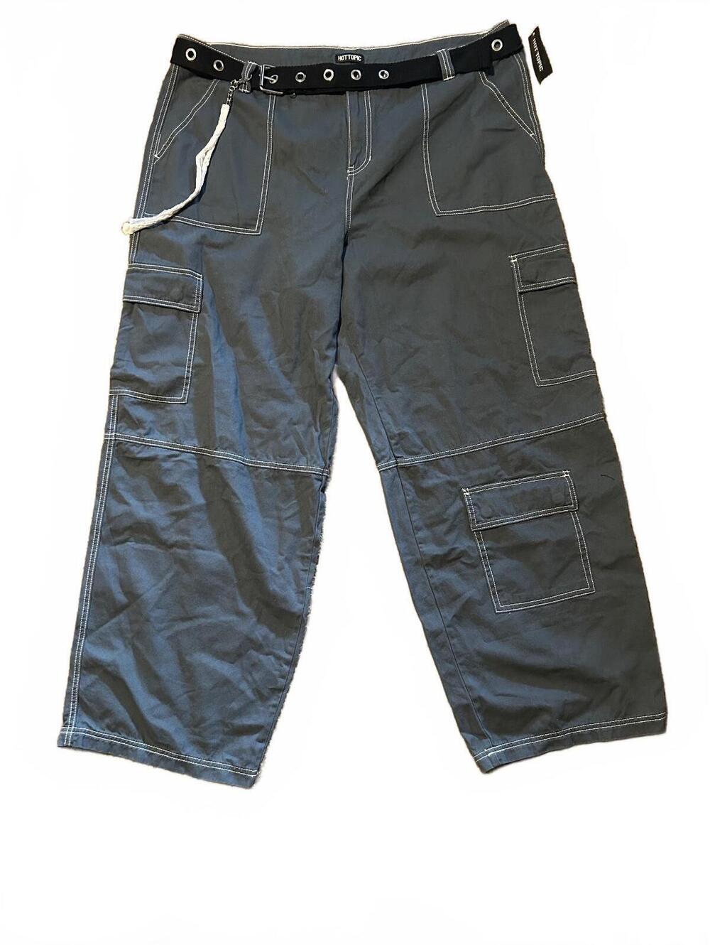 NWT Hot Topic blue gray pants with belt chain 22